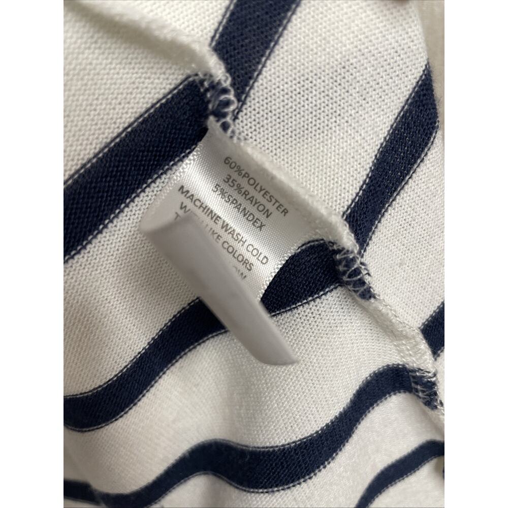 Mix by 41 Hawthorn Women’s White Open Cardigan - Large - White with Navy Stripes - Picture 3 of 5